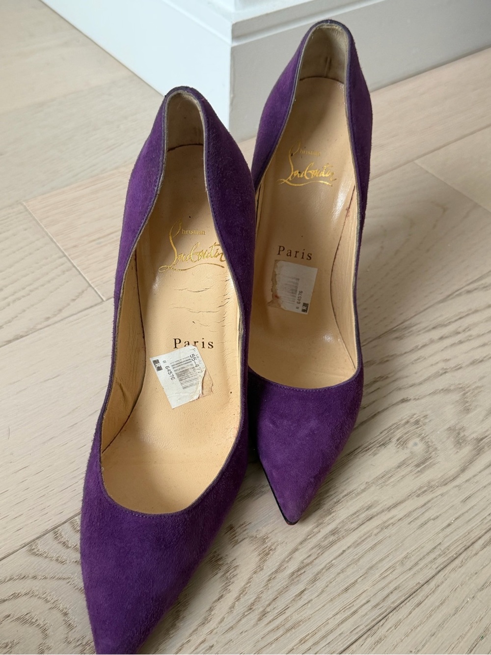 Christian Louboutin Purple Suede Pointed-Toe Pumps